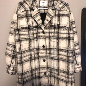 WOOL-BLEND PLAID SHIRT JACKET